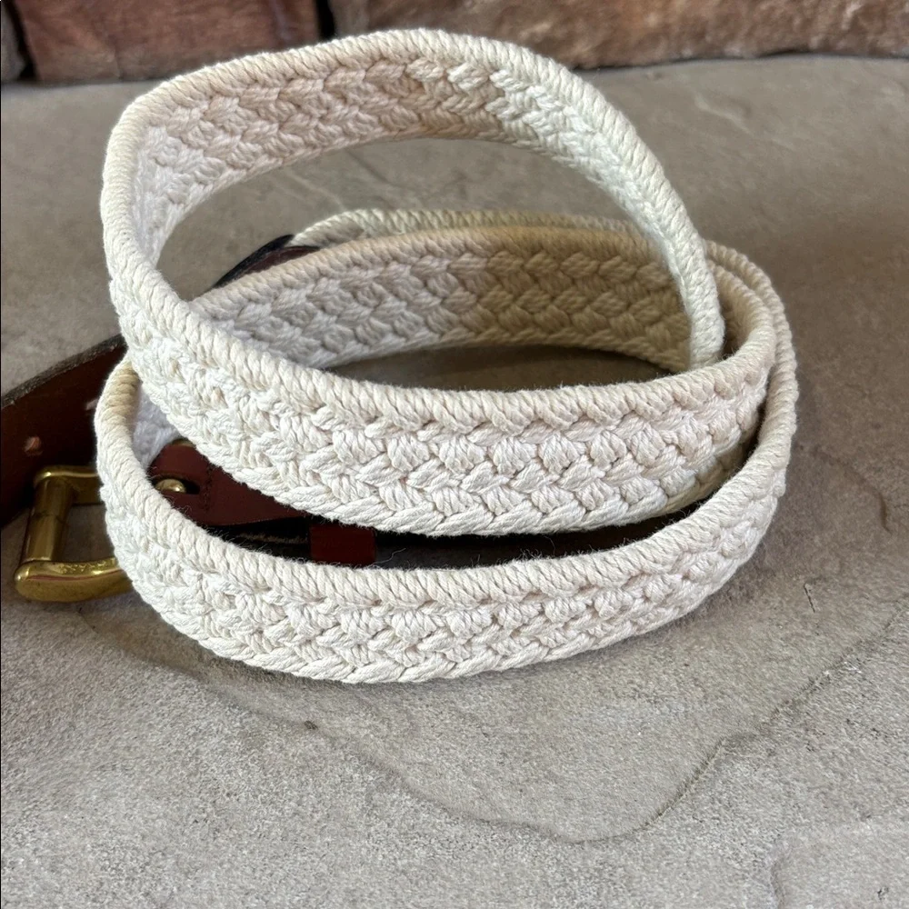 Leather Man sz 42 hand made leather and cloth belt with solid brass buckle